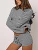 Trendy Sporty Striped Two-Piece Set: Loose Long Sleeve Top & Drawstring Shorts