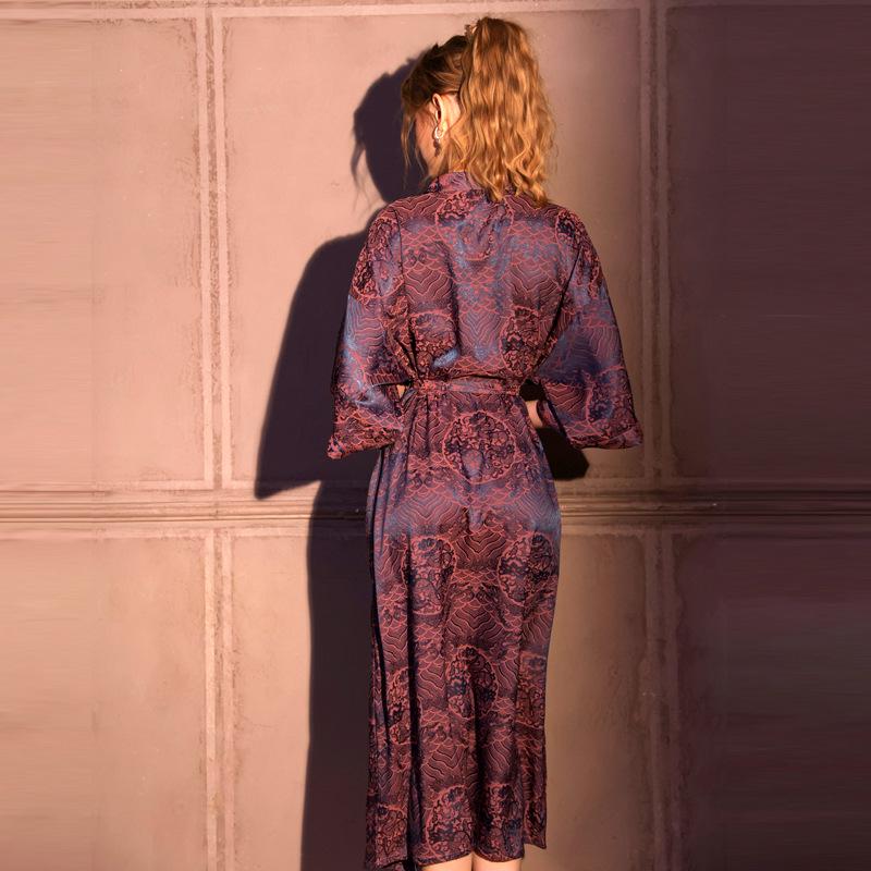 Vestaglia Jacquard da Donna Lusso Leggero: Accappatoio Lungo Primavera/Autunno, Raso di Seta Ghiacciata, Sensazione di Lusso, Accappatoio Singolo, Gonna da Bagno Pronta per l'Estate.