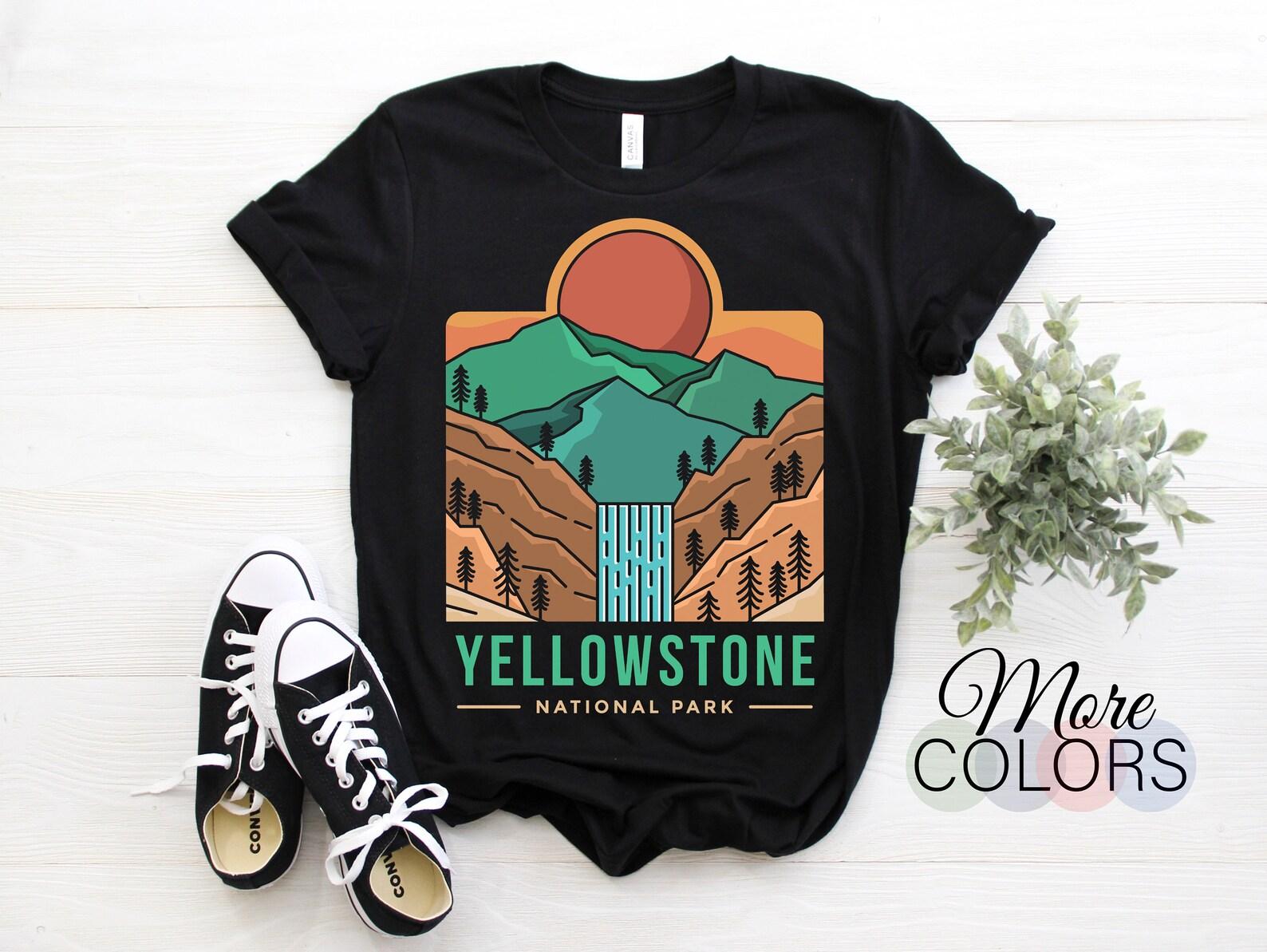 Yellowstone National Park US Vintage Retro T-Shirt, USA Wyoming Parks Lover Retro Gifts, Adventure Camping Hiking Travel Souvenirs Present, 150