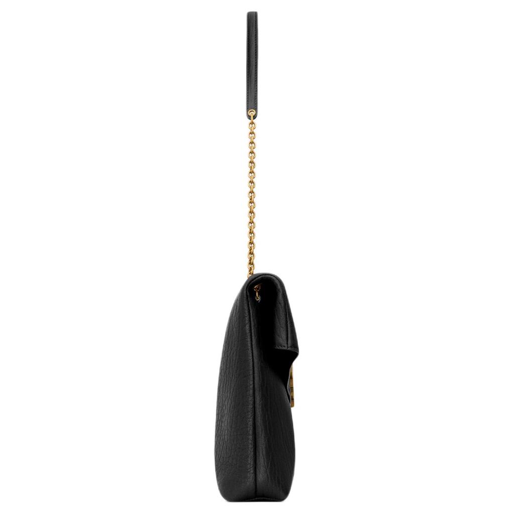 Saint Laurent Cassandra Brand Logo Antique Bronze Hardware Lambskin Envelope Clutch Handbag Women Handbags Black 841702-AACYT-1000