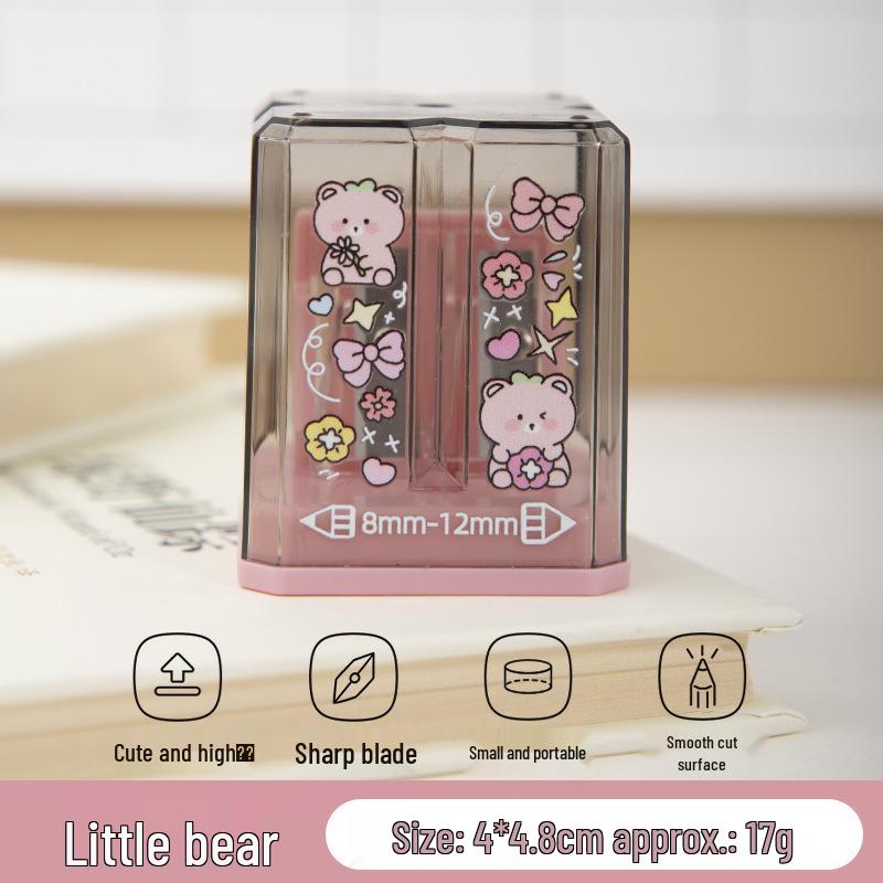 Mini Double-Hole Cute Pencil Sharpener for Primary Students - Creative Children's Stationery