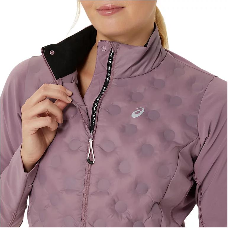 Asics Chaqueta para mujer Road Logo Cortavientos Impermeable Cálida Manga Larga Chaquetas Gris Marrón 2012D069-500