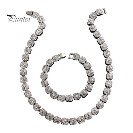 

2 шт./комплект унисекс ожерелье серьги комплект для официального банкета и выпускного вечера хип-хоп стиль стразы свадьба невеста звезда знаменитость комплект ювелирных изделий серебряный