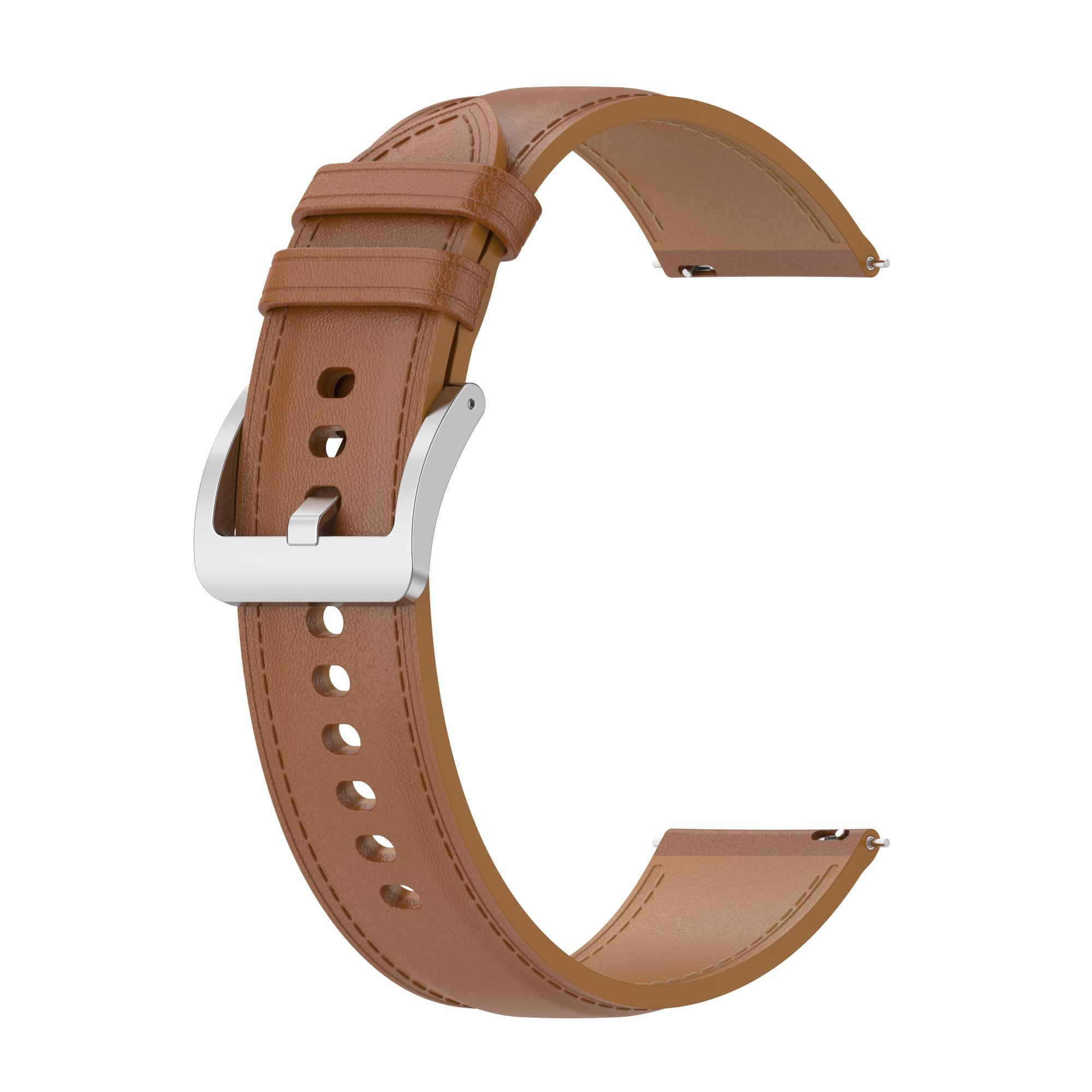 

For Huami Amazfit GTS 4 Mini/Bip 3 Pro/Bip 3/Samsung Galaxy Watch 5/4 Watch Band Top Layer Cowhide Leather 20mm Wrist Strap Light Brown