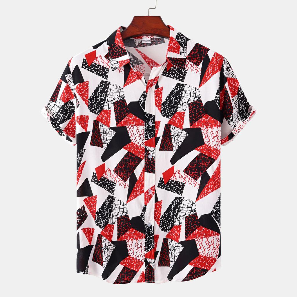 Men's Summer Vacation Casual Hawaiian Style Short Sleeve Printed Top Breathable Comfortable Beach Shirt