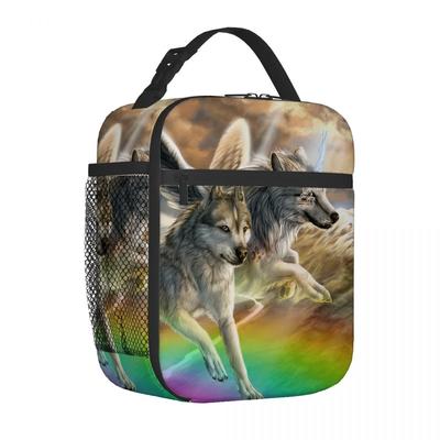 Wolf Angry Animal  Lunch Bag Portable Aluminum Foil Thickened Insulated Lunch-Bag Gift Waterproof Lunchs Tote Bags
