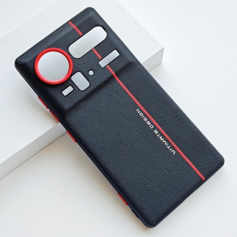 

Metal Lens Ring Raised Faux Leather Back Phone Case For ZTE nubia Z80 Ultra ZTE Z70s z70 Ultra RedMagic 11 Pro Protect Cover ZTE nubia Z70S Ultra