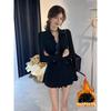 American Polo Neck Fleece Thickened Dress Pure Desire Spice Girl Pleated Sports Slim Fit Waist Skinny Short Skirt Skirt