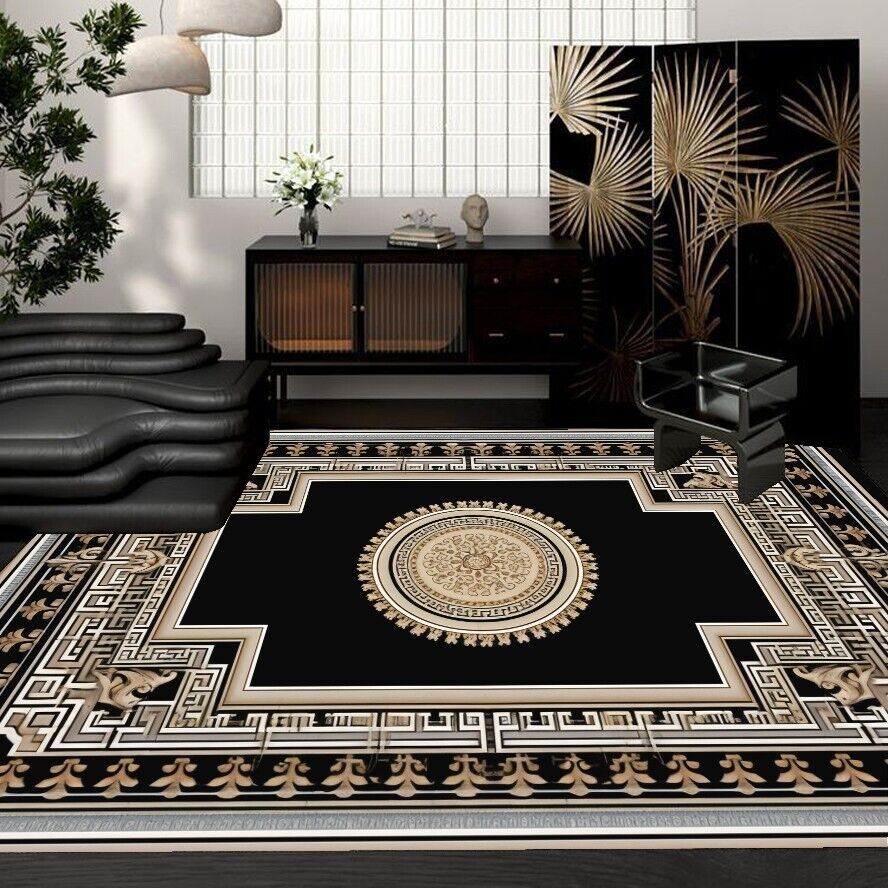 Post-modern Geometric Decorative Living Room Carpet Luxury Home Lounge Floor Mat Advanced Black Bedroom Decor Large Area Rug