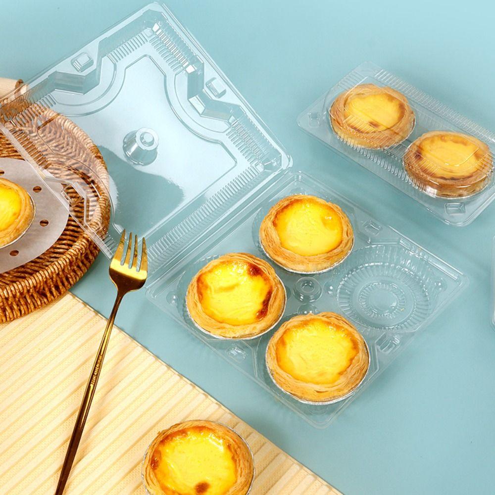 100pcs Plastic Clear Egg Tart Box Transparent Baking Cake Case Kitchen Cooking Tools
