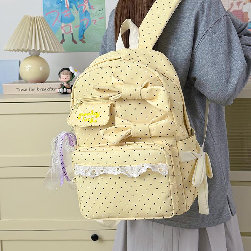Mochila escolar nueva mochila casual femenina coreana ins mochila escolar para estudiante de secundaria mochila con lazo de alto valor