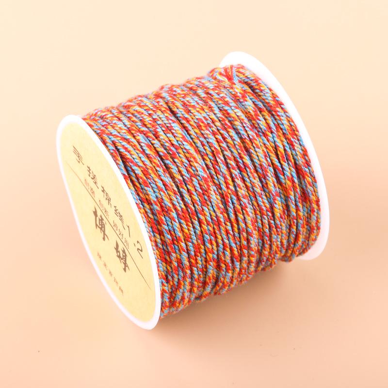 20m Multicolor Tie-Dyed Cotton Thread for DIY Moon Bodhi Bracelet