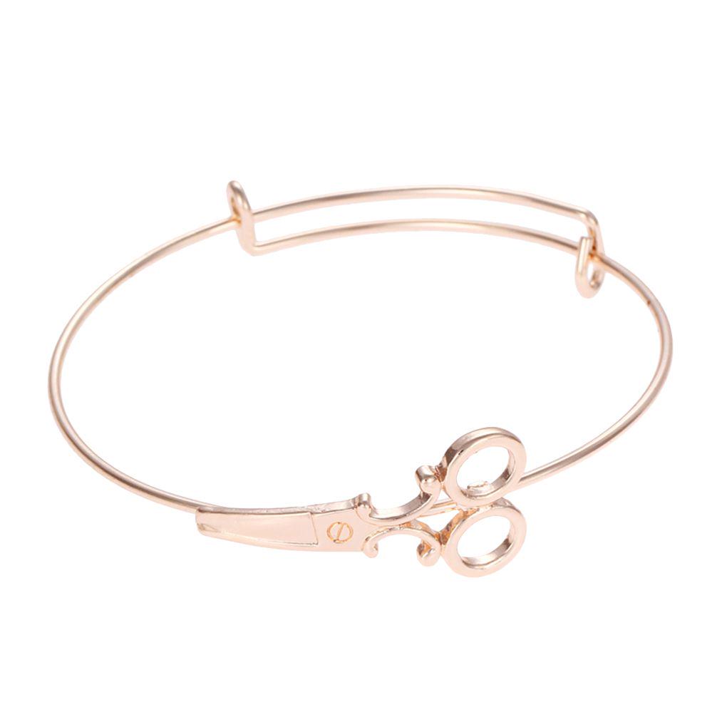 

Модный женский браслет-подвеска с дизайном ножниц, простой женский регулируемый браслет-бангл из розового золота, женское подарочное украшение