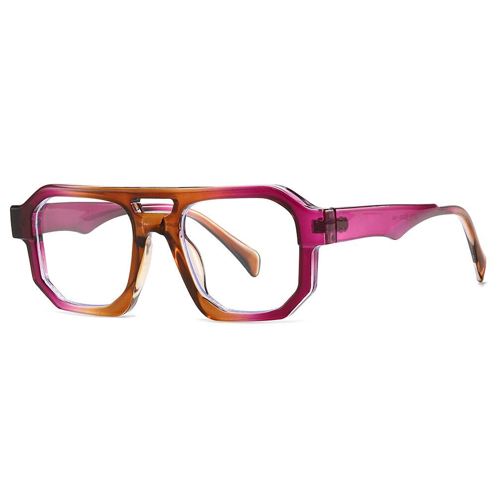 Dark Green Oversized Square Reading Glasses for Men Women Retro Double Bridges Fashionable Presbyopia Eyewear Blue Light Filter