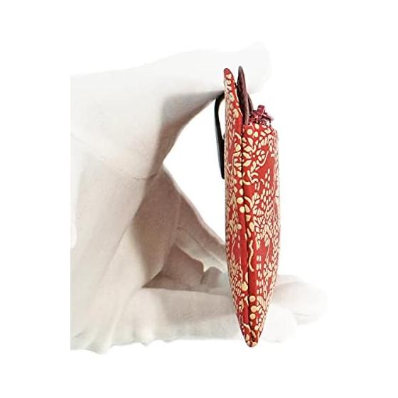 Inden-ya Inden Long Wallet Thin Deer Leather Red Base X White Lacquer Grape Pattern 2107-13-120 Made In Japan