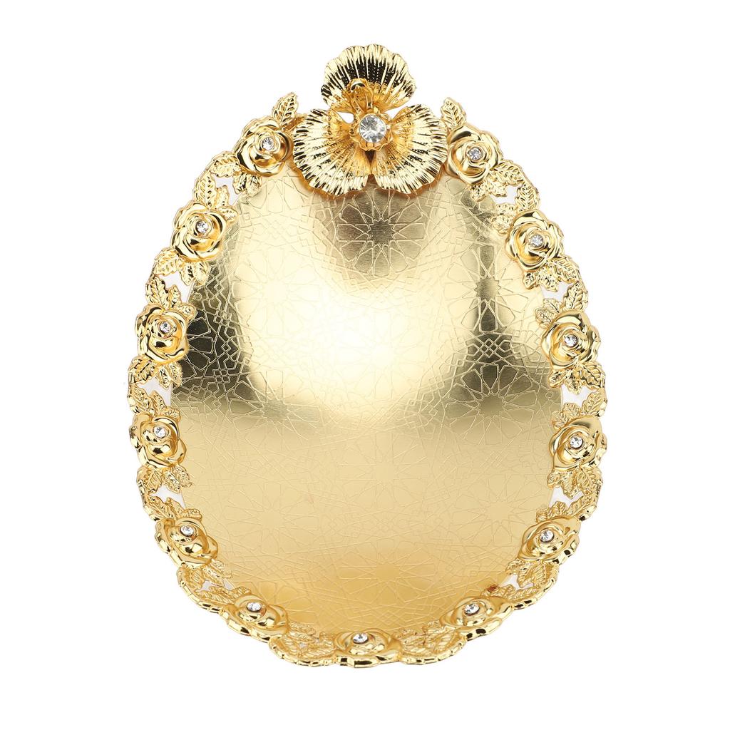 Europäischer Kuchenständer Goldene Obstschale Süßigkeiten Servierplatte Ovaler Snack Dessert Aufbewahrungsplatte für Zuhause