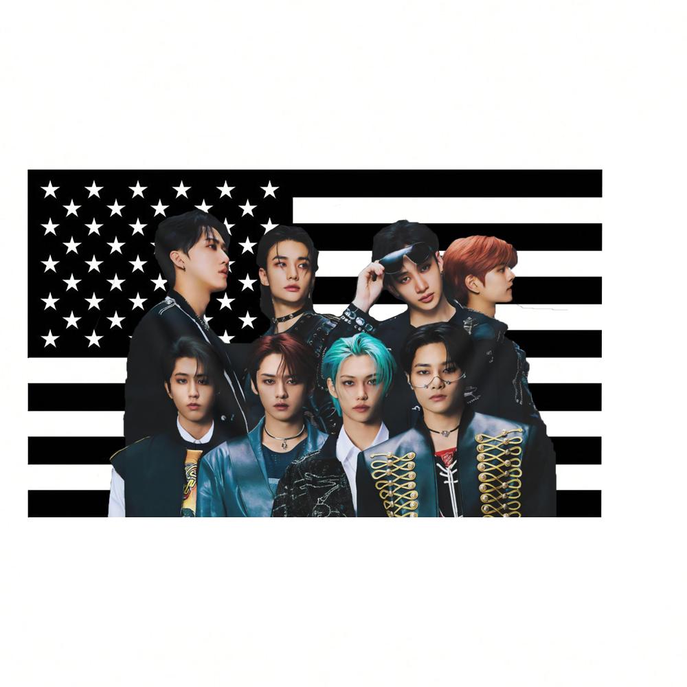 1PC SKZ KPOP Members Concert Tapestry Pink American Flag 8 Members Participate in Fan Activity Home Furnishings