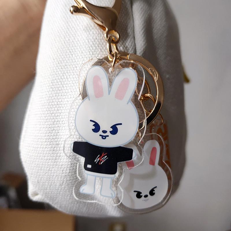 Stray Kids SKZOO Cartoon Double Sided Acrylic Keychain Cute Anime Character Keyring Bag Pendant Fan Merchandise Gift for STAY