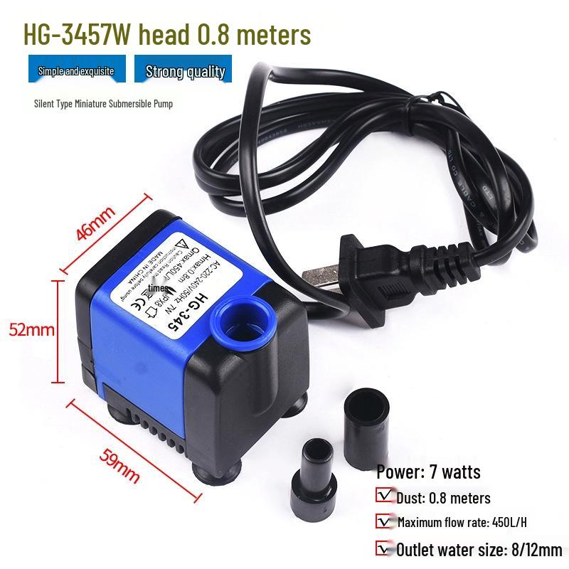 Leise 220V Mini-Tauchpumpe für Aquarium, Aquarium, Springbrunnen, Bonsai, mit Mikro-Umwälzung und Felsfilter.