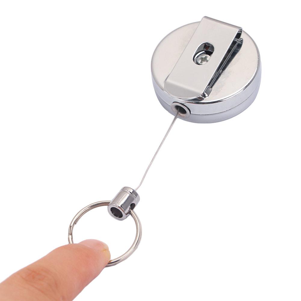 Clip Retractable Outdoor Tool Badge Reel High Resilience Alarm Key Ring Key Chain Steel Wire Rope