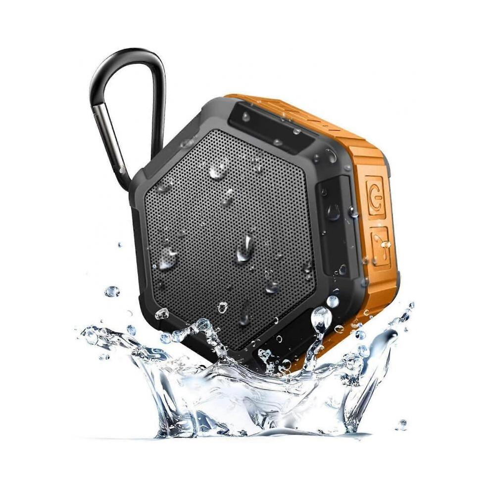 Tragbarer Mini-Lautsprecher - Bluetooth-Duschlautsprecher mit Haken - Wasserdichter Bluetooth-Lautsprecher 12 Stunden Wiedergabezeit für Strand, Pool, Zuhause, Party, Orange
