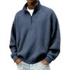 Men's Vintage Check Textured Zip Sweatshirt Stand Collar Long Sleeve Casual Pullover