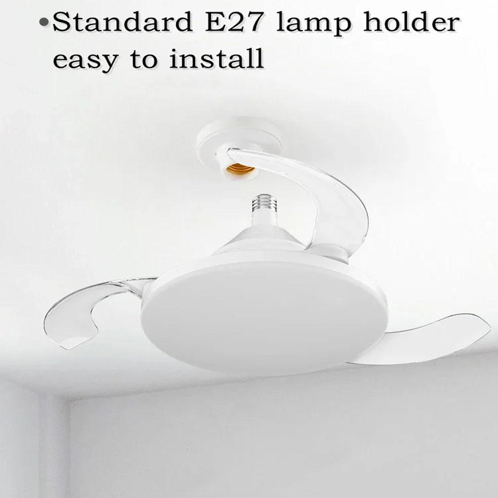 E27 Ceiling Fan with Light Invisible Telescopic Blade Silent Remote Control Dimming Bedroom Home LED Lighting Ceiling Fans New