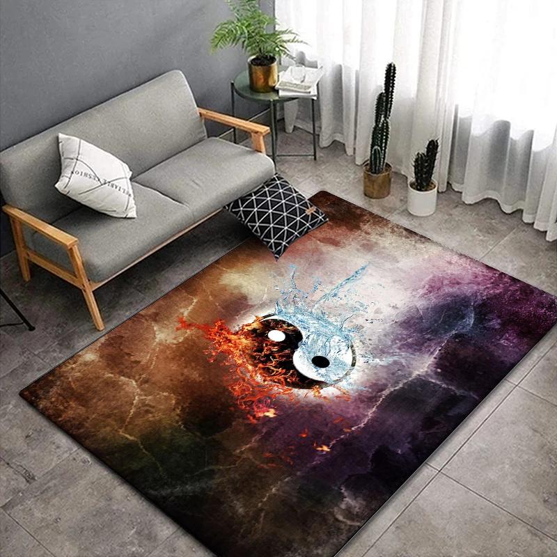 Premium Durable Yin Yang Tai Chi Accent Rug - Small Non-Slip Washable Soft Carpet for Entryway Bathroom Kitchen Home Decor