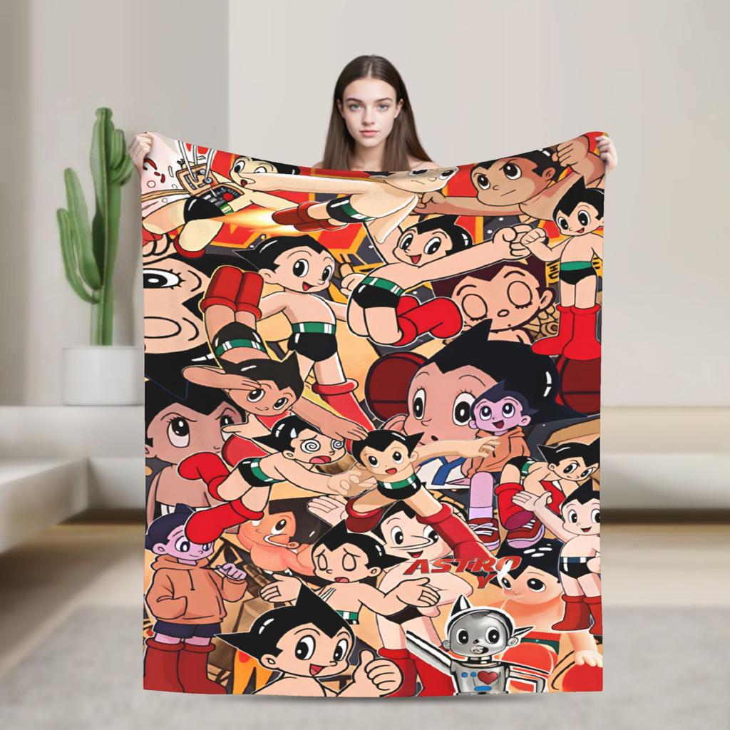 Super Soft BlanketChild Camping Astro Boy Anime Throw Blanket Flannel Bedspread For Bedroom Pattern Sofa Bed Cover
