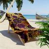 Purple and Orange Roses on Gold Background Beach towel quick-drying for travel outdoor sports jogging beach and swimming