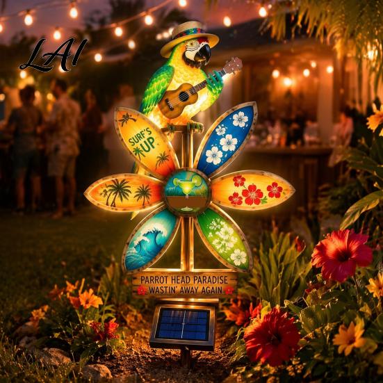 Unique Patio Statues Resin Solar Parrot Garden Light Ground Stake Waterproof Outdoor Stake Tropical Cute Animal Lights Yard Decor for Lawn