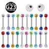 Titanium Shamballa Diamond Ball Tongue Stud with Polymer Clay Diamond Inlay - 14G Body Piercing Jewelry
