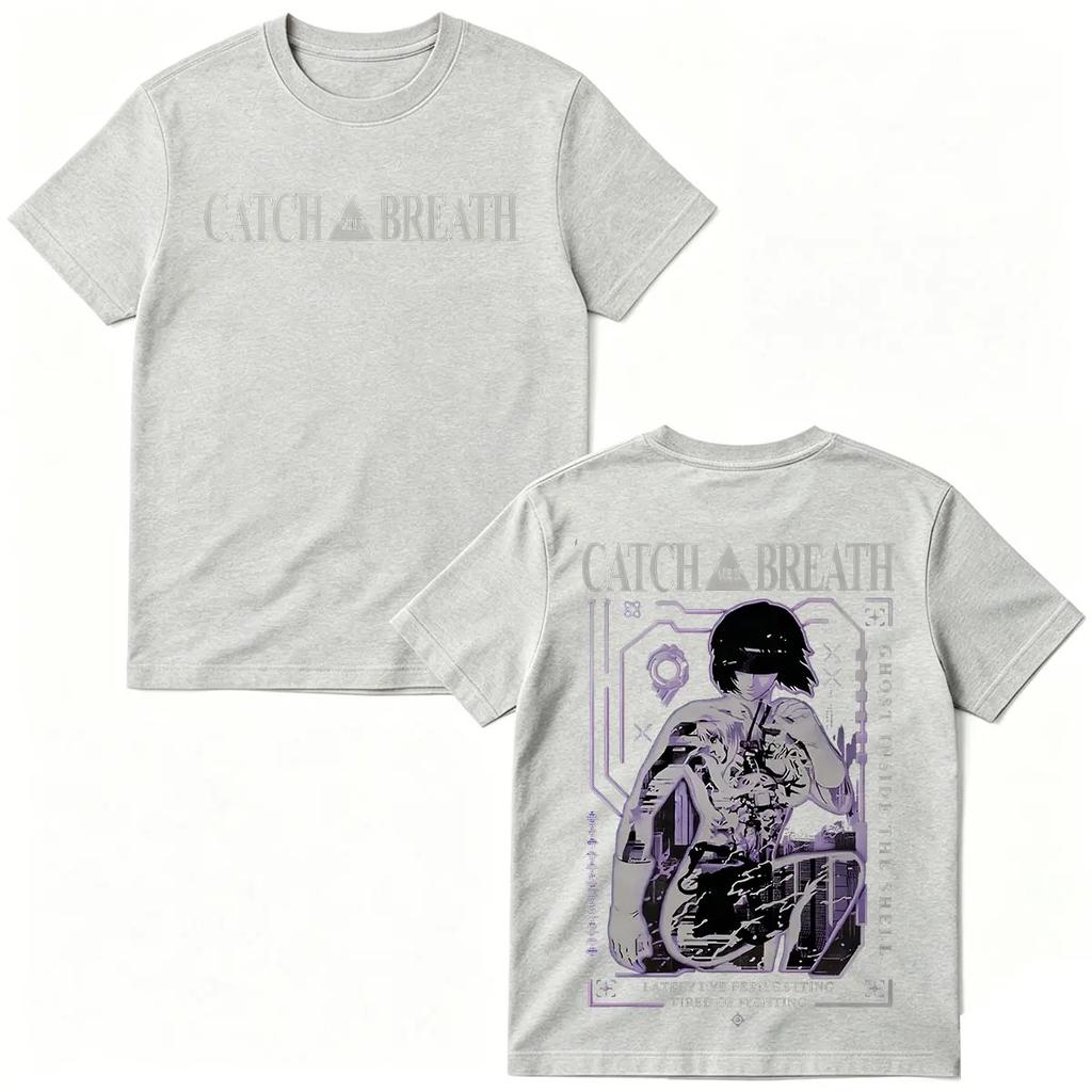 Japan Anime Ghost in The Shell Motoko Kusanagi T-shirts Herr Dam Kläder Mode Casual Bomull Kortärmad Överdimensionerad T-shirt