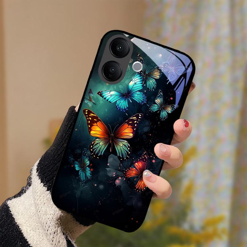 For VIVO V60 Lite V60Lite Case Fashion Painting Tempered Glass Cover For VIVO V 60 Lite Phone Shell Casing Anti Drop Fundas Capa