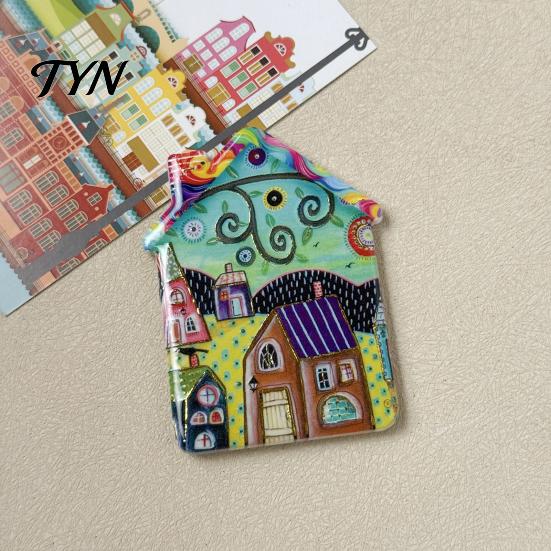Fairy Tale Town Decor Vintage House Refrigerator Magnet, Colorful Magnets Fridge Magnetic Kitchen Decoration Accessories Whiteboard
