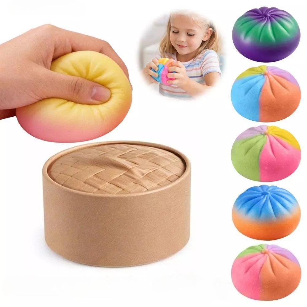 Bai Fen Bai Toys Mechanical Bun Fidget: Tactile Clicker Rainbow Squishy, Slow Rebound Sensory Toy, Silent Office Decompression Tool, 2026