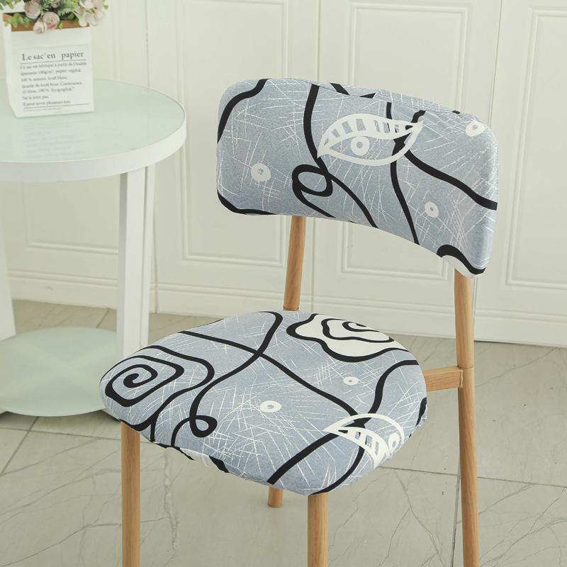 Elastic Curved Backrest Dining Chair Cover Solid Color Split Wood Chair Slipcovers Backrest Seat Dust Protector Home Decoration