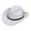 Women Men Western Cowboy Hat, Wide Curved Brim Felt Cowgirl Hat, Vintage Jazz Riding Hat, Removable Hat Belt, Head Circumference 56‑58cm