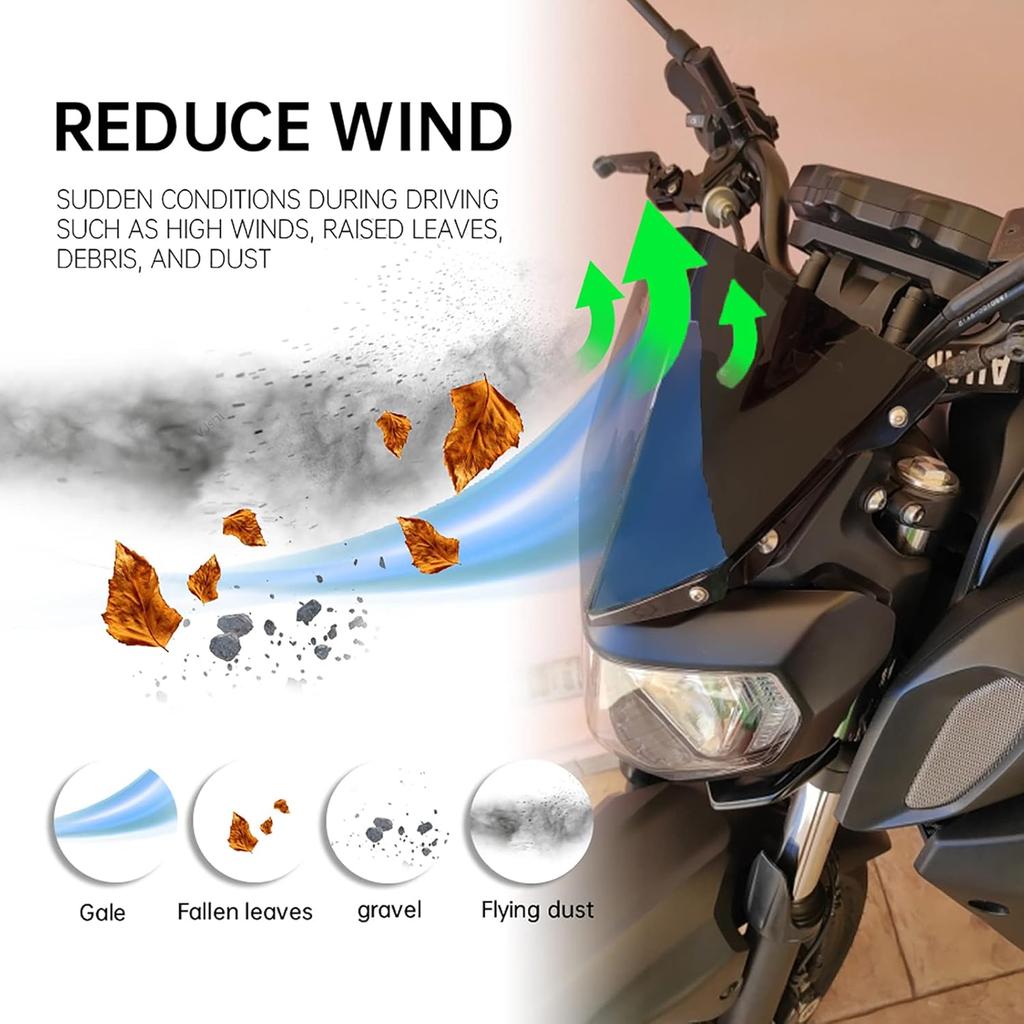 Evomosa Motorrad Windschutzscheibe Sport-Visier Passend für MT-03 MT03 MT-25 MT25 2013 2020 2021 20-21 (Schwarz)