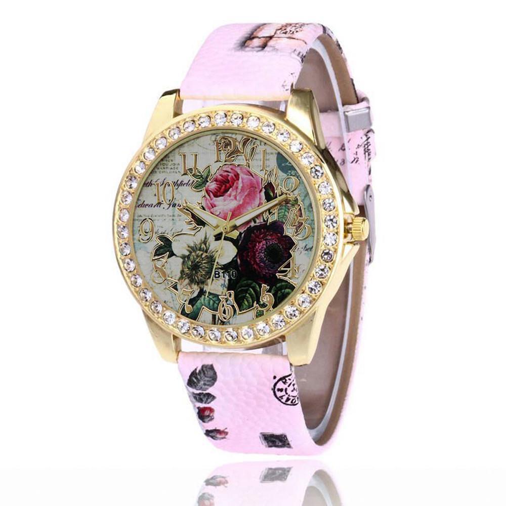 Buy Watch rose leather band analog quartz vogue wristwatches at