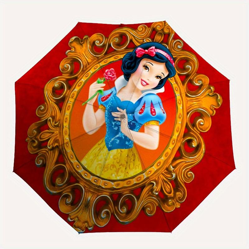 

1pc Snow White Automatic Folding Umbrella - Portable Foldable Design with 8 Ribs, Durable Plastic & Iron Frame, Sturdy Ribsy250725049