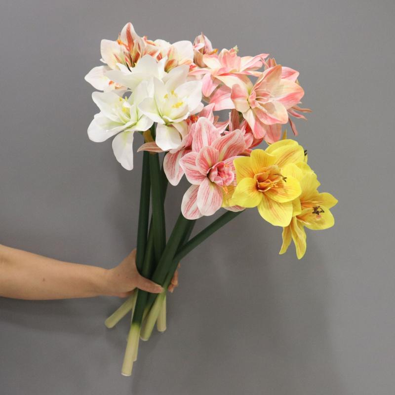 2pcs Artificial Kaffir Lily Flower Branch Real Touch Clivia Stem for Wedding Home Decoration
