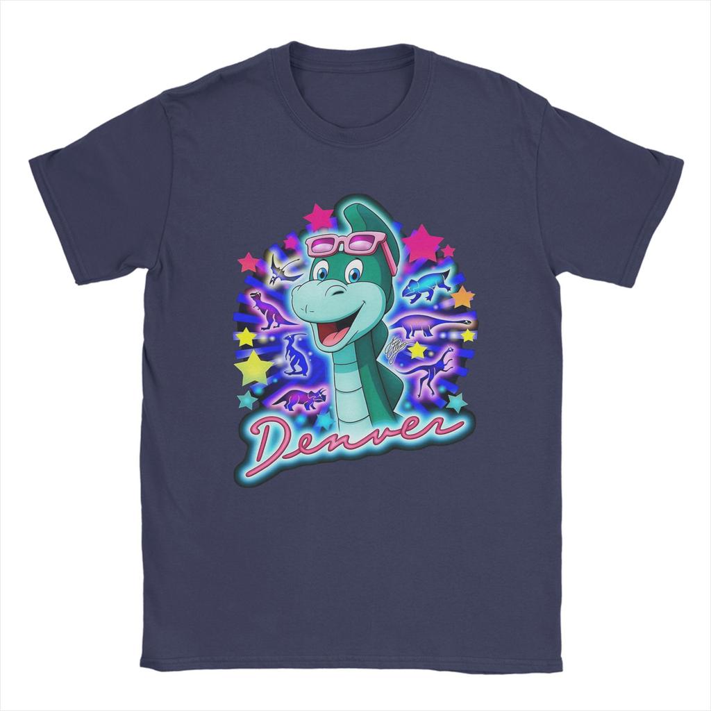 Retro 80s Animated Cartoon T Shirts Men's Cotton Fashion for Male T-Shirt Crew Neck Denver The Last Dinosaur Clothes 6XL