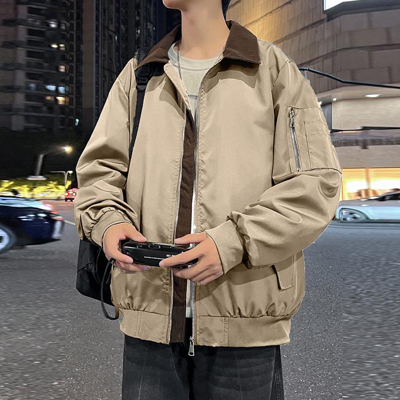 2025 Men's Corduroy Bomber Jacket with Lapel - Autumn Outerwear