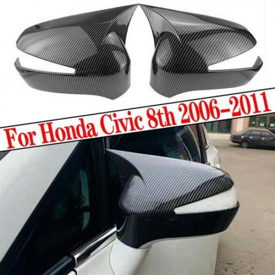 Carbon Style Side Rearview Rear View Mirror Covers For HONDA Civic 8th 2006-2011