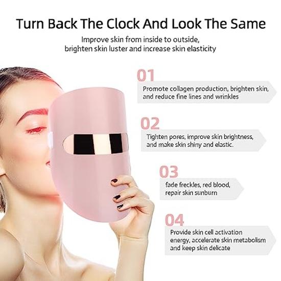 LED Yüz Maskesi Işık Terapisi 3 Renk Ayarı Yaşlanma Karşıtı Kırmızı Iık Cilt Gençleştirme Kırışıklık Azaltma Yumuşak Hafif Taşınabilir Takılabilir Model