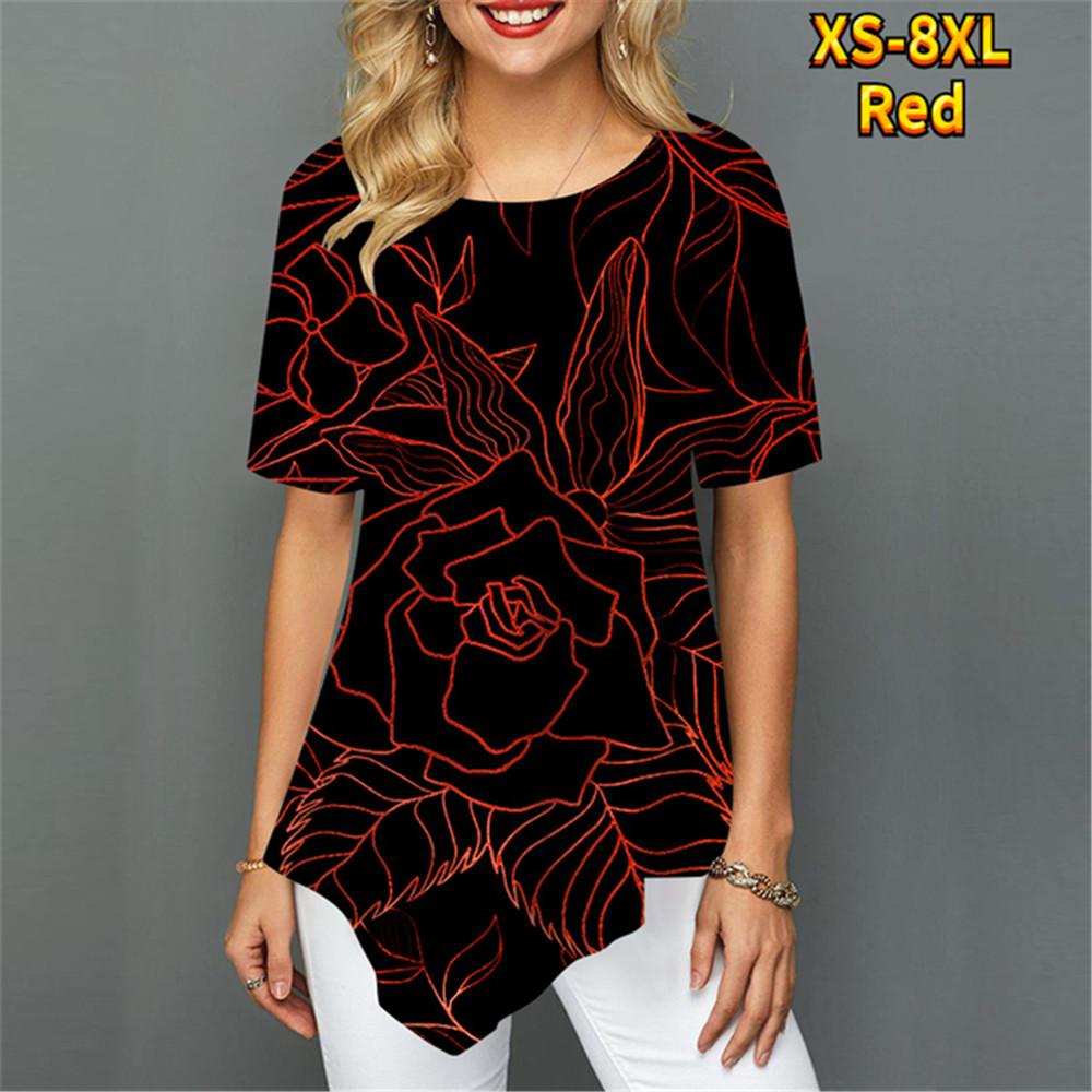 Женская футболка с нерегулярным цветком и цифровым 3D принтом — фото 6