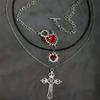 Stackable Gothic Necklace Collection Featuring Multiple Lengths And Heart Crosses Designs For Customes Layering