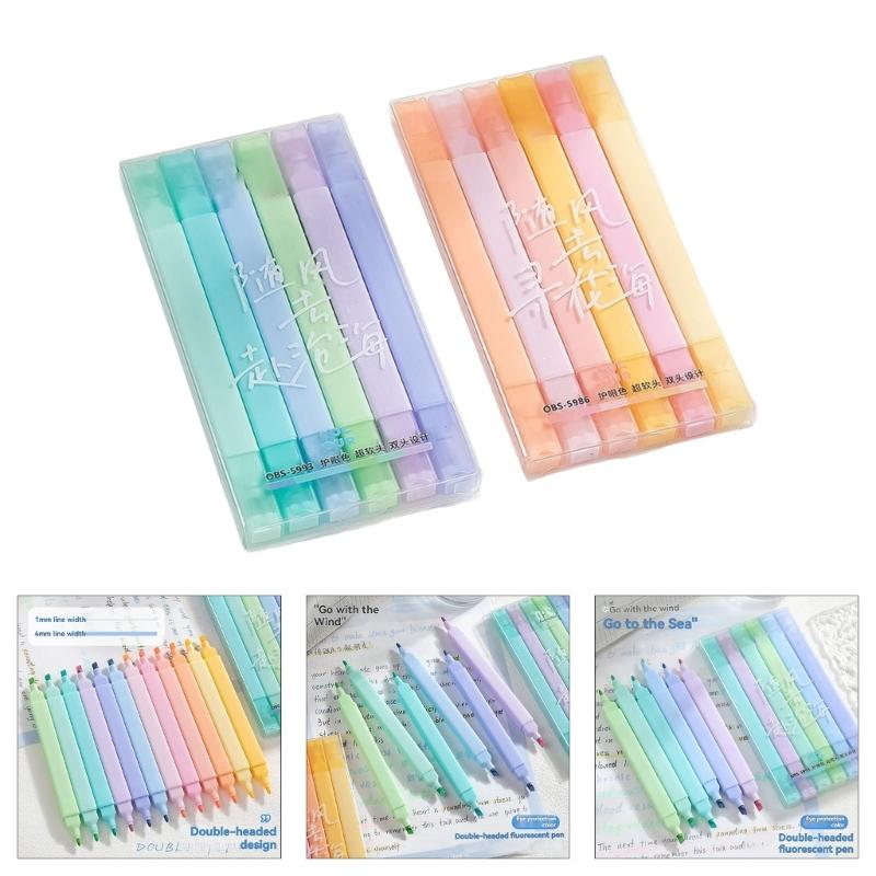 Doppelendiger Textmarker 6/12 Farben Doppelspitzen-Textmarker für Scrapbooking Notizbuch Journal Ausmalen