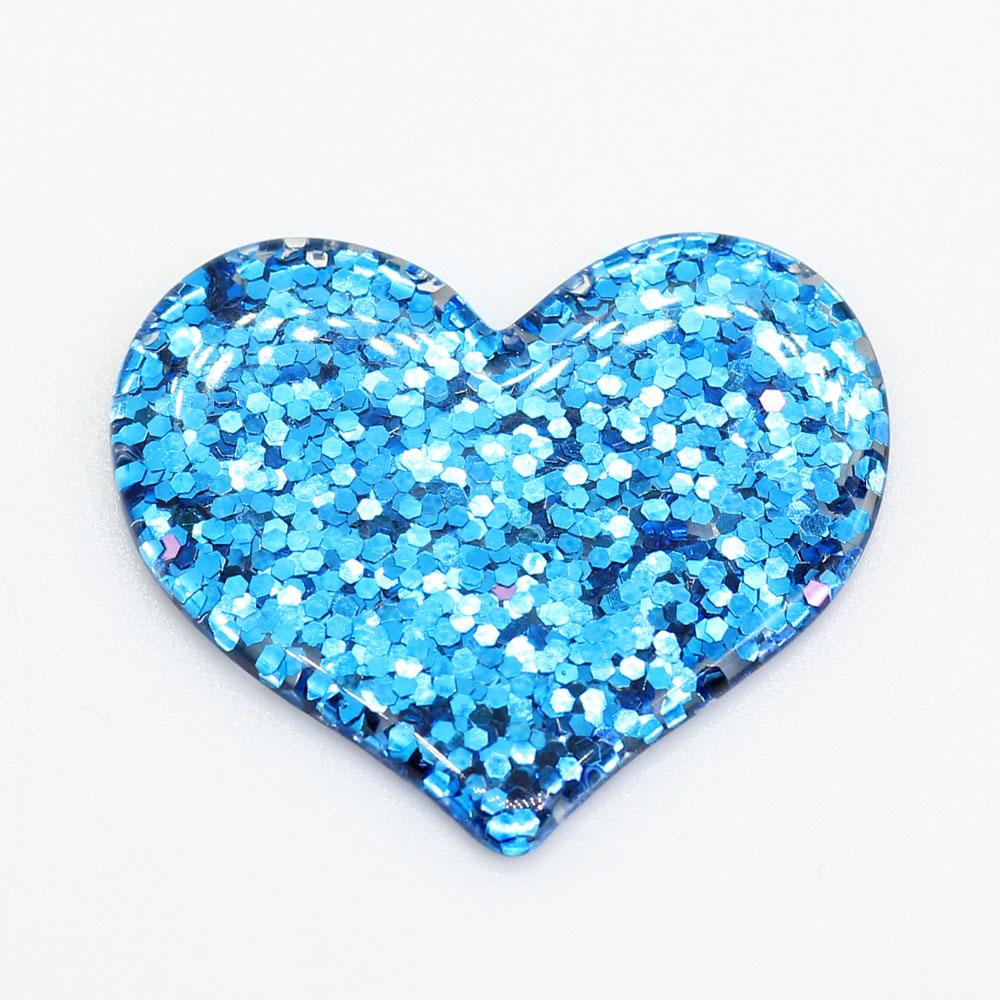 Assorted Color Kawaii Glitter 36mm Heart Flat Back Resin Cabochon for Phone Decoration Hair Bow Diy Slime Charm